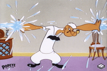 Popeye Shield Self Water Pouring GIF