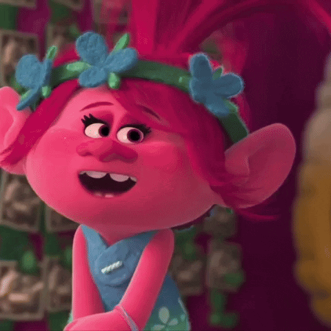 Poppy Troll Wearing Flower Headband GIF