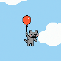 Poptart Cat Flying With Red Balloon GIF