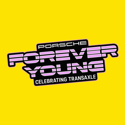 Porsche Logo Celebrating Transaxle On Yellow Background GIF