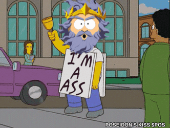 Poseidon's Kiss Walking With Bell And Cardboard GIF
