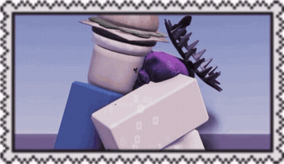 Postage Stamp Stack Of Blocks With Purple Object GIF