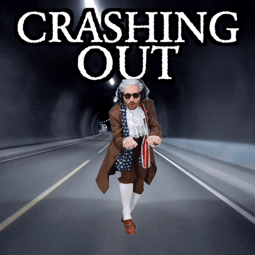 Poster For Crashing Out Shows Man In Wig Dancing On Highway GIF