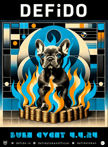 Poster For Defido Burn Event Dog Sitting On Coins GIF