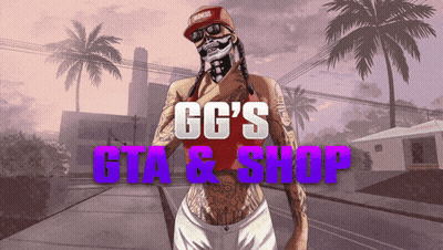 Poster For GG's GTA & Shop With Bandana Woman GIF