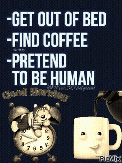 Poster Get Out Bed Find Coffee Pretend Human GIF
