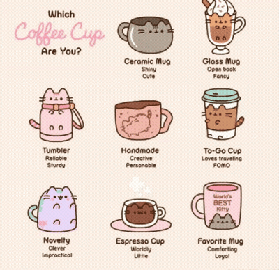 Poster Of Different Coffee Cups Including Ceramic Mug GIF