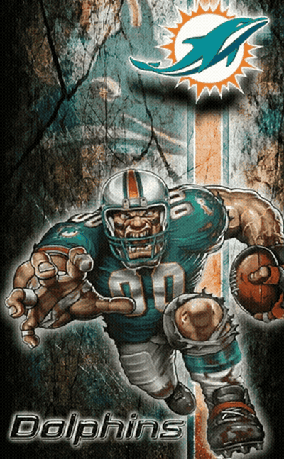 Poster Of Dolphins Football Player Running With Ball GIF