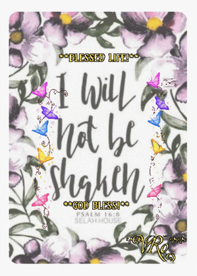 Poster Purple Flowers Butterflies I Will Not Be Shaken GIF