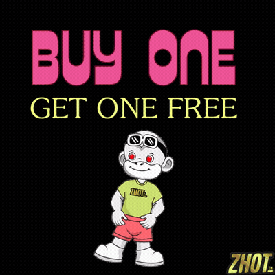 Poster Saying Buy One Get One Free With Monkey