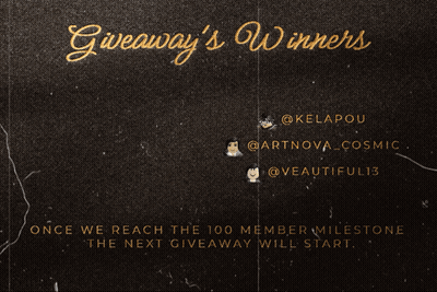 Poster Saying Giveaways Winners Next Giveaway At 100 Members GIF