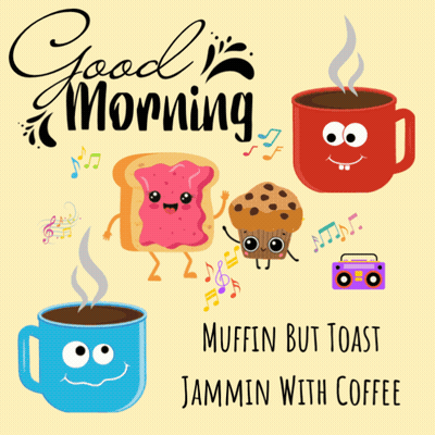 Poster Saying Good Morning With Toast and Coffee
