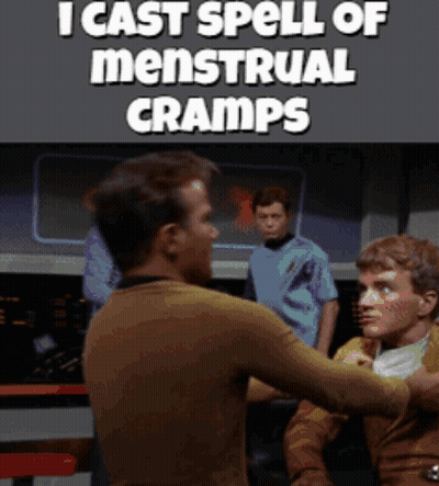 Poster Saying I Cast Spell Of Menstrual Cramps GIF