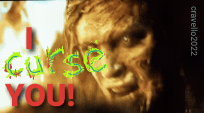 Poster Saying I Curse You Scary Face GIF