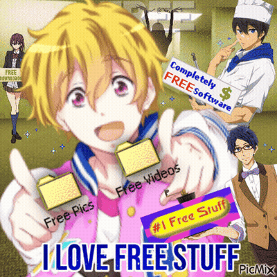 Poster Saying I Love Free Stuff GIF