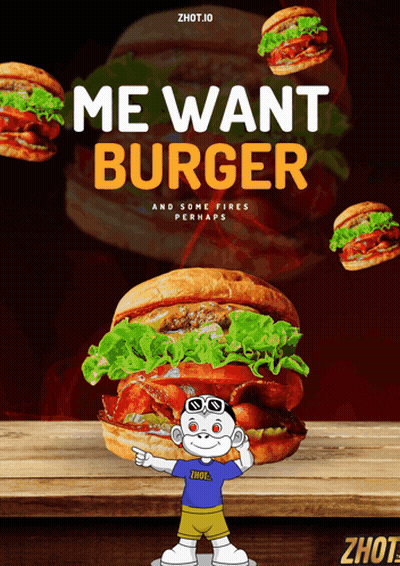 Poster Saying Me Want Burger GIF