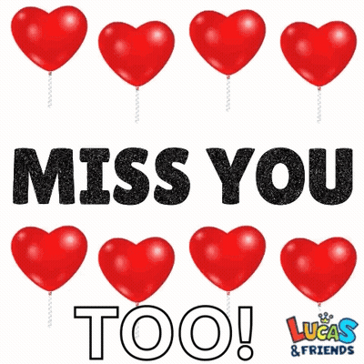 Poster Saying Miss You Too With Red Hearts GIF