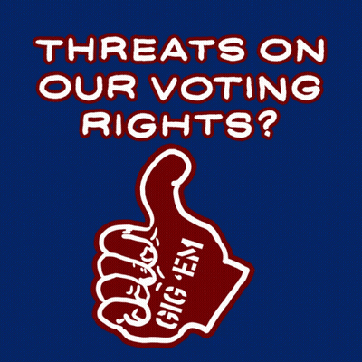 Poster Saying Threats On Our Voting Rights With Thumbs Up GIF