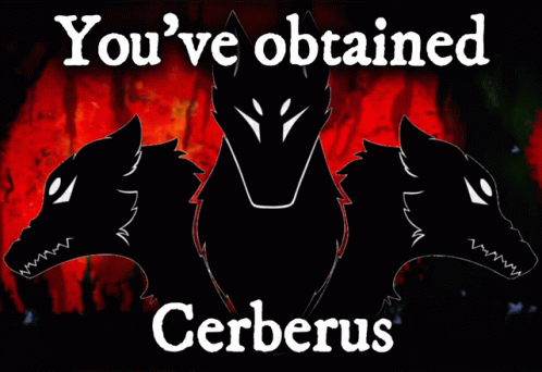 Poster Saying You've Obtained Cerberus With Wolf GIF
