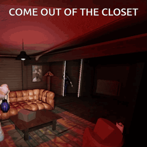 Poster That Says Come Out Of The Closet With A Living Room GIF