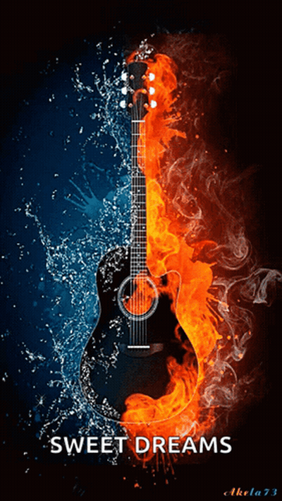 Poster With Guitar Saying Sweet Dreams GIF