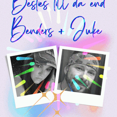 Poster With Man And Woman Saying Jessies Fill Da End Benders + Juke GIF