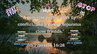 Poster With Proverbs 16:28 GIF