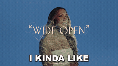 Poster With Woman Saying Wide Open GIF