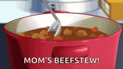 Pot Of Beef Stew With Spoon GIF