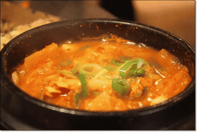 Pot Of Stew With Green Onions GIF