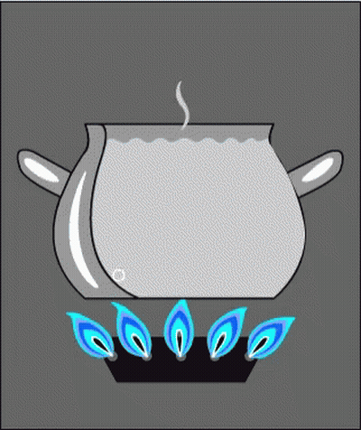 Pot Of Water Cooking On Stove With Blue Flames GIF