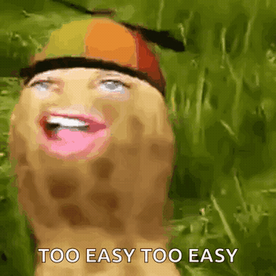 Potato Cartoon With Woman's Face And Too Easy Too Easy GIF