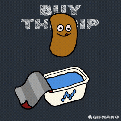 Potato In Tub Of Dip With Buy The Dip GIF
