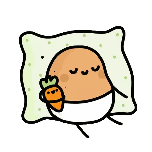 Potato Sleeping On Pillow With Carrot Sticker
