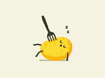 Potato With Fork Sticking Out Of Head GIF