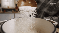 Pouring Raw Rice Into Pot GIF