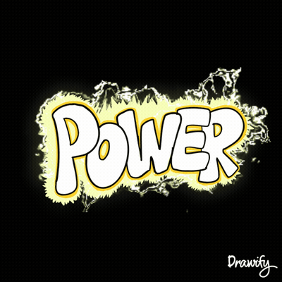 Power In Yellow And White On Black Background GIF