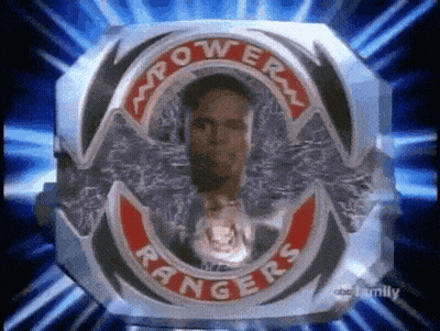 Power Rangers Logo With Man In Middle GIF