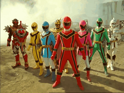 Power Rangers Posing For Photo GIF