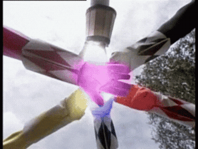 Power Rangers Putting Hands Together In Circle GIF
