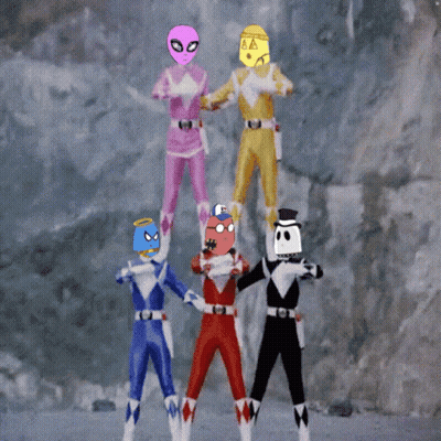 Power Rangers Standing In A Pyramid GIF