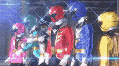 Power Rangers Standing In Dark Room GIF
