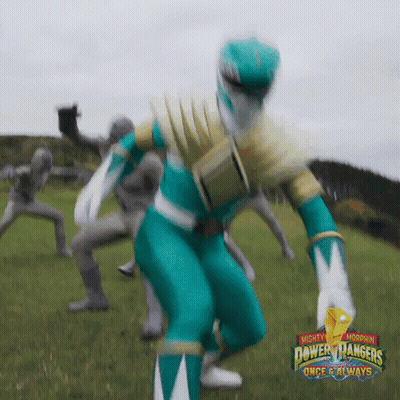 Power Rangers Standing In Grassy Field GIF
