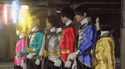 Power Rangers Standing In Line GIF