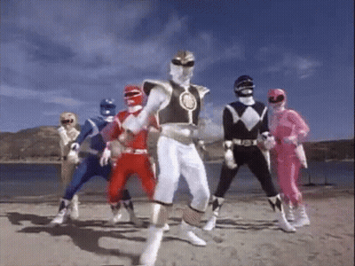 Power Rangers Standing On A Beach GIF