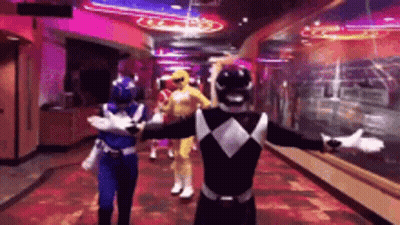 Power Rangers Walking Down Hallway GIF