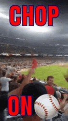 Powerful Tomahawk Chop Baseball Stadium GIF