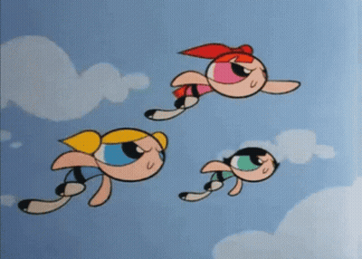 Powerpuff Girls Flying Through Air GIF