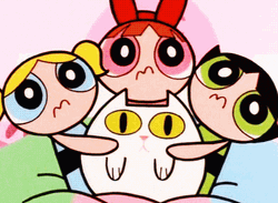 Powerpuff Girls With A Sad Cat  GIF