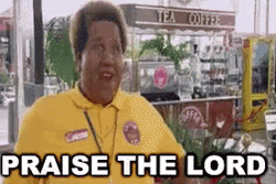Praise The Lord Chubby Black Man Hands Up GIF